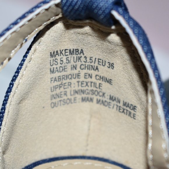 Denim Makemba Block Heel Sandals - Picture 2 of 7